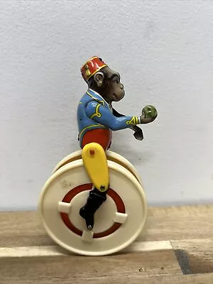 Rare! Circus Monkey Tin Unicycle Plastic Mechanical Kohler US Zone Germanium F1 • $99