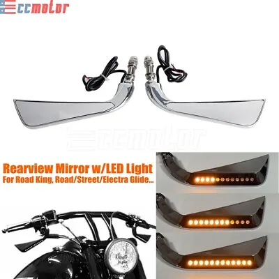 2X Rearview Mirror W/ Amber LED Turn Signal Light For Harley Sportster XL Custom • $46.99