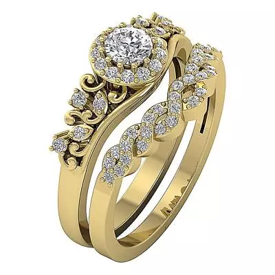 Bridal Matching Wedding Ring I1 G 0.80 Ct Natural Round Diamond 14K Yellow Gold • $1343.99