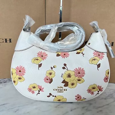 COACH Mara Hobo With Floral Cluster Print C1104 Gold/Light Khaki Multi • $220