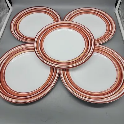 Vintage Corelle RED SWIRLS Pattern 5 Dinner Plates 3 Bowls White/Red Set Of 8 • $16.99