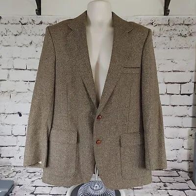 Farah Men's Tweed Sport Coat Blazer Brown Herringbone Wool Unknown Size • $13.17