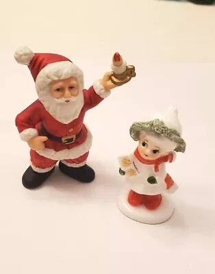 Napcoware Bone China Miniature Christmas Shopper Girl & Lefton Santa Claus  • $12.99