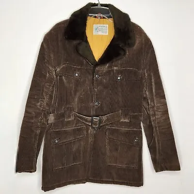 Vintage Kmart Corduroy Jacket Mens Size Large Brown Belted  Made In Japan  • $118.01