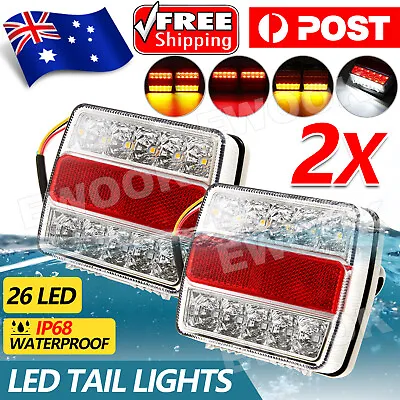 $28.95 • Buy 2X Submersible Waterproof 26 LED Stop Tail Lights Kit Boat Truck Trailer Light