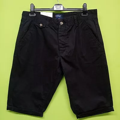 New KANGOL Chino Shorts Black Cotton Medium Waist 34  BNWT • £14.99