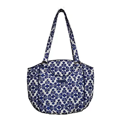 Vera Bradley Glenna Shoulder Tote Bag Cobalt Tile Print Blue White • $28