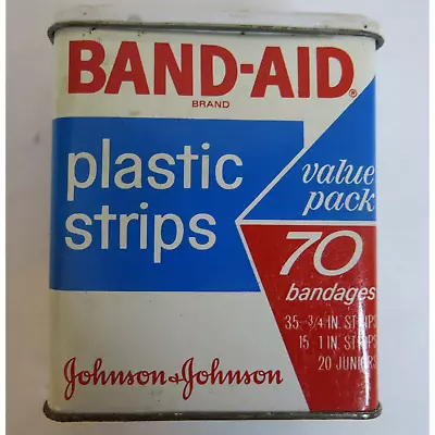 VINTAGE BAND AID Metal Tin Box Made In USA Value Pack 70 Bandages Empty • $10