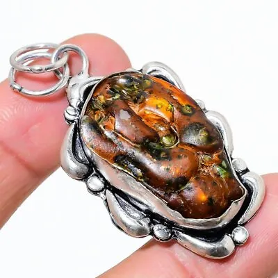 Natural Mexican Fire Agate Gemstone 925 Sterling Silver Pendant 2.29  Love N891 • $10.99