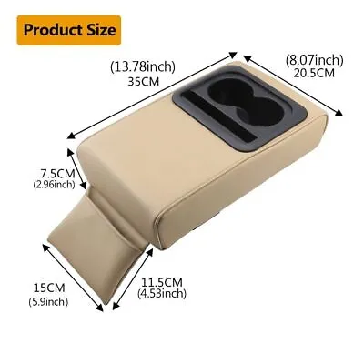 Beige Car Armrest Cushion Pad Center Console Box Cover Heighten Elbow Cup Holder • $50