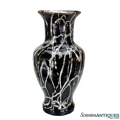 Mid-Century Pottery Black & White Abstract Drip Vase • $150