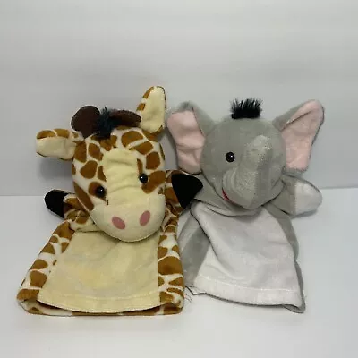 Melissa & Doug Zoo Friends Hand Puppets Lot Of 2 Jungle Animals Elephant Giraffe • $8.99