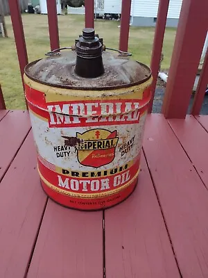 Authentic Rare Vintage Imperial 5 Gallon Oil Can Gas Metal Advertising Ratrod • $64.99