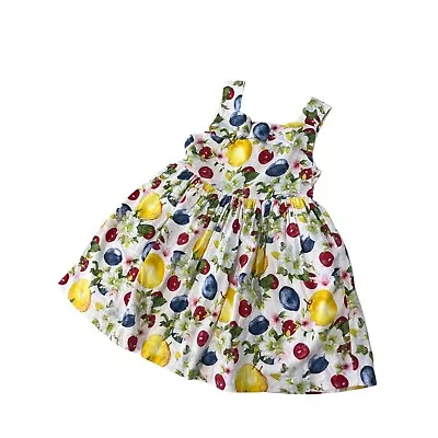 Mayoral Spain Fruit Sundress Dress Girls 5 Pear Plumb Apple Cherry Cotton • $22.49