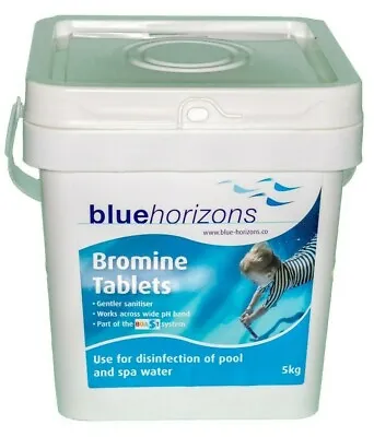 £76.85 • Buy 5kg Blue Horizons Bromine Tablets Grade A Hot Tub Swimming Pool Spa Best Quality