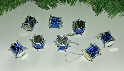 Mini Drum Christmas Ornaments BLUE For Wire Feather Or Miniature Tree 1  • $8.95