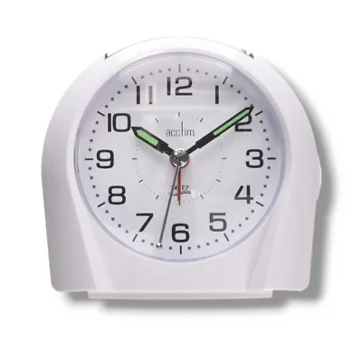 £16.99 • Buy Acctim Europa Analogue Alarm Clock Non Ticking Sweep Quartz Luminous Hands White