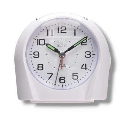 £16.99 • Buy Acctim Europa Analogue Alarm Clock Non Ticking Sweep Quartz Luminous Hands White