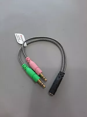£3.50 • Buy 3.5mm Female To 2 Male Jack Headphone Headset Microphone Y Splitter Audio Cable