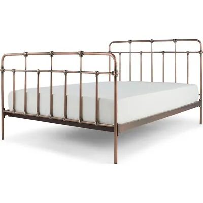 New Vintage Antique Copper Metal 4'6'' Double Bed Bedstead *Made.com Starke* • £340