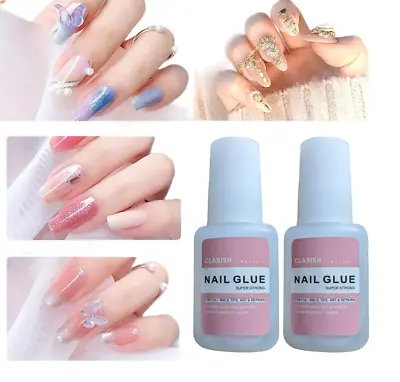 Nail Art Glue With Brush Strong Adhesive For  False Nail Tips Rhinestone 10G • $7.50