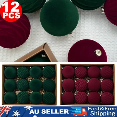 12Pcs Christmas Tree Baubles Xmas Velvet Balls Decor Hanging Home Party Ornament • $28.11