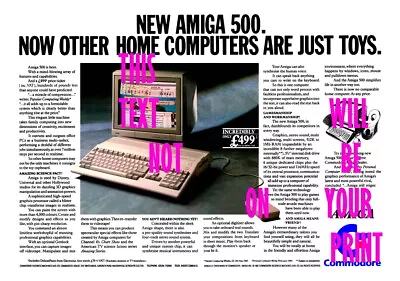 Amiga A500 2-page Magazine Advert A3 Poster On 270gsm Ilford Galerie Photopaper • £19.95