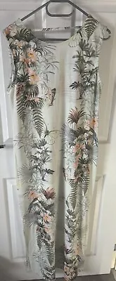 Warehouse Size 16 Maxi Dress With Tropical Print And Splits Each Side • £9