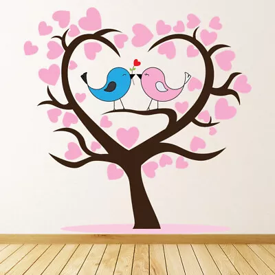 Love Birds Pink Heart Tree Wall Sticker WS-44816 • £11.98