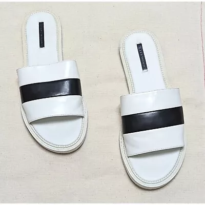 Zara Trafaluc Two Tone Flat Open Toe Slide Sandals Size 7.5 Us • $29.99