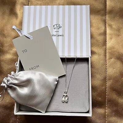 NEW Ballet Shoe Necklace Sterling Silver 40cm Chain In JOHN LEWIS Box With Tags • £22