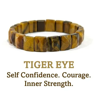 Tiger Eye Crystal Gemstone Bracelet Natural Stone Chakra Bead Anxiety Gift • £8.99