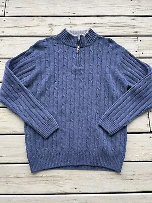 Daniele Blasi Italian Wool Cable Knit Sweater Men Sz Extra Large 1/4 Zip Navy • $20