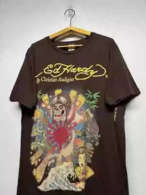 Egypt Big Logo Ed Hardy T-Shirt Rare Design Dark Chocolate Tee NH6025 • $14.99