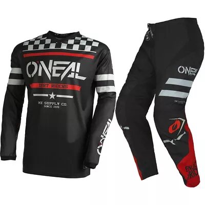 O'Neal Element Off-Road MX Gear Set Squadron Black/Grey/Red - Large / 34 • $103.49