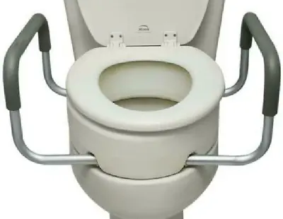 Raised Toilet Seat With Arms Elongated For Elderly Handicap Bathroom Riser Lift • $58.99
