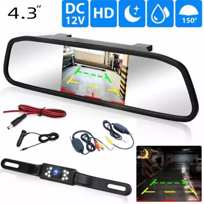 Auto Reverse Parking Rearview Mirror 4.3  Digital LCD Display Monitor + Camera • $60.79