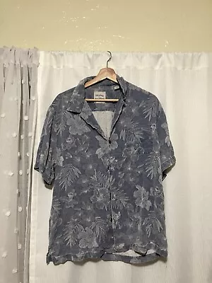 Disney Parks X Tommy Bahama Hawaiian Shirt 100% Silk Blue Floral Men’s Sz Large • $18.95