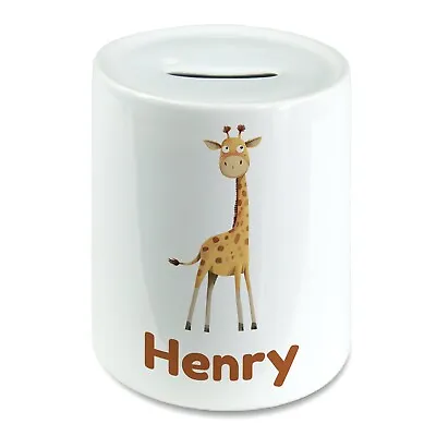 Personalised Cute Watercolour Giraffe Kids Savings Money Box Piggy Bank Name • £14.29