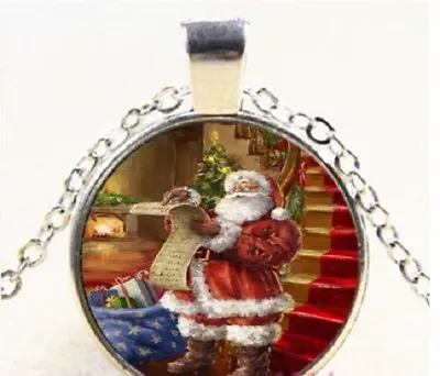 CHRISTMAS SANTA Women Men Pendant Silver 20  Necklace Cable Women FREEGIFT Box • $19.96