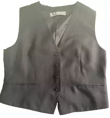 Zara Black Linen Waistcoat Brand New Size XL • £15