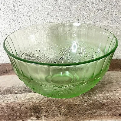 Vintage INDIANA TIARA GLASS Chantilly Green Sandwich Punch Bowl +12 Cups + Ladle • $149.99