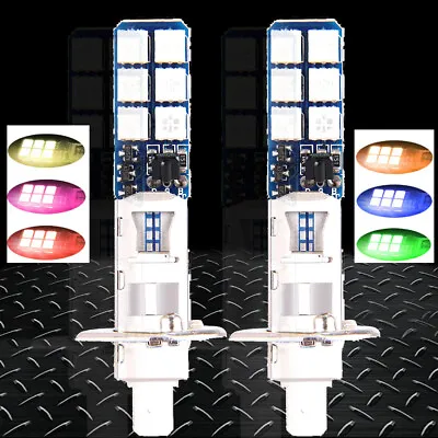 2Pack H1 5050 16Colors RGB 12SMD LED Car Headlight Fog Bulb Light Remote Control • $8.99