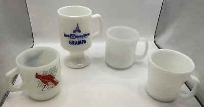 Lot Of 4 - Fire King Glasbake Federal Glass Milk Glass D Handle Vintage • $9