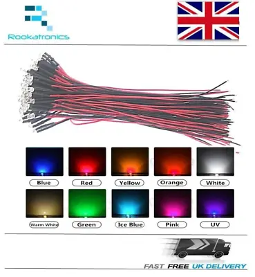 LED 5V 12V 24V DC Red Blue Green Warm White UV Yellow Prewired RGB Fast + Slow • £2.99