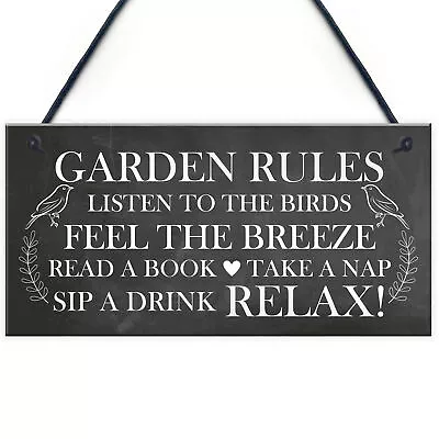 £3.99 • Buy Garden Rules Sign Garden Signs Outside Hanging Summer House Sign Shed Sign 