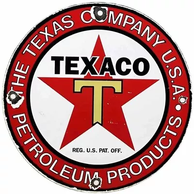 Vintage Texaco Motor Oil Porcelain Sign Texas Gasoline Gas Station Pump Plate • $116.38