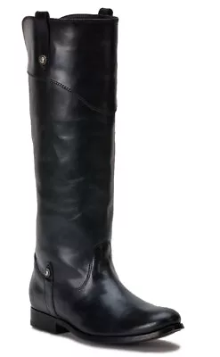 FRYE Melissa Tab Tall Black Leather Riding Boots (3470110-BLK) Women's Size 7M • $116.97