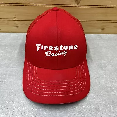 FIRESTONE Racing Hat Ball Cap ONE SIZE Red Mesh Back Embroidered Logo Tires • $12.63