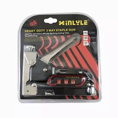 Heavy Duty Tacker Staple Gun 3 In 1 Manual Staple Gun  Wood Craft • £23.50